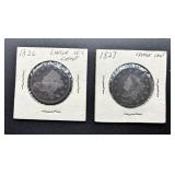 1826 and 1827 Large U.S. Cents in Holders