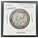 1917 Canada Silver 50 Cents Coin
