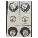Six 1940s Washington Quarters