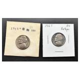 1954 and 1965 Jefferson Nickels