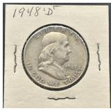 1948-D Franklin Silver Half Dollar Coin