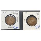 1915 & 1916 Canada Large Cents