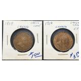 1909 and 1910 Canada Large Cents