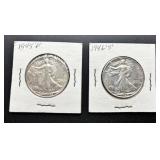 1945 and 1946 Silver Walking Liberty Half Dollars