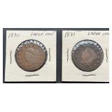 1830 and 1831 US Large Cents