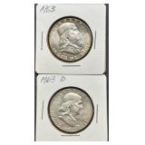 1963 Franklin Half Dollar Coin Pair