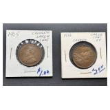 Canada 1915 and 1916 Large Cents