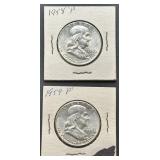 1958-Pï¿½ and 1959-P Franklin Half Dollars