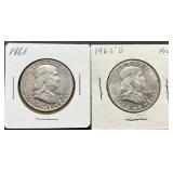 1961 and 1962-D Franklin Half Dollars
