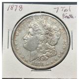 1879 Morgan Silver Dollar, 7-Tail