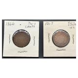 1866 and 1867 U.S. Two-Cent Coins