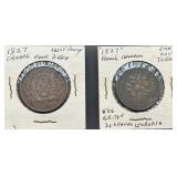 1837 Canadian Tokens, Half Penny and One Sou