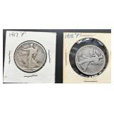 1917 and 1918 P Walking Liberty Half Dollars