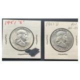 1951 Franklin Half Dollar Coins