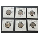 Six Buffalo Nickels, 1923-1929