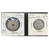 1919 Tunisia & 1960 Silver Venezuela Coins