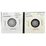 1871 and 1888 Canadian Silver Coins