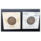 Two-Cent Coins, 1868 and 1871