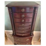 Wooden Jewelry Armoire with Drawers
