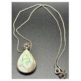 Sterling Silver Abalone Pendant Necklace