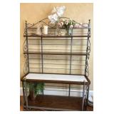 Metal and Wood Shelf Unit With Contents