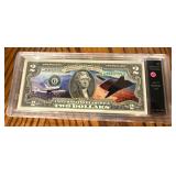 Framed $2 Note with Aircraft Theme