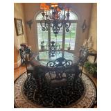 Round Marble and Glass Dining Table Set