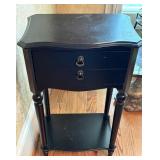 Two-Drawer Black Side Table with Shelf