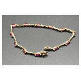 10K Gold Bracelet With Marquise-Shaped Stones