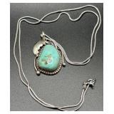 Sterling Turquoise Pendant with Chain