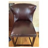 Leather Barstool with Nailhead Trim