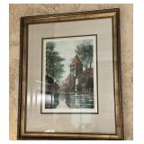 Framed Hand-Colored Etching of Nuremberg Germany
