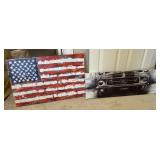American Flag and Mustang On Canvas Artwork