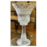 Crystal Pedestal Vase with Scalloped Rim