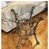 Glass-Top Metal Sofa Table