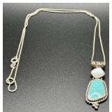 Sterling Necklace With Turquoise and Opal