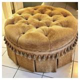 Tufted Round Ottoman with Tassels