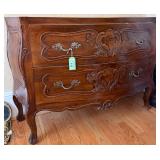 Carved Wooden Two-Drawer Dresser