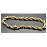 14K Gold Rope Chain Bracelet