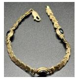 14K Gold Bracelet with Onyx Accents