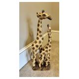 Hand-Carved Wooden Giraffe Sculpture