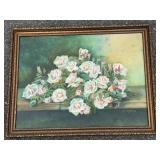Floral Oil Painting in Ornate Frame