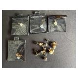 Stud Earrings with Gemstone and Pearl Accents