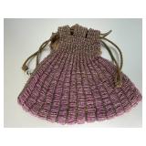 Purple Beaded Drawstring Bag