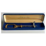 Gold-Tone Sword-Shaped Magnifying Glass in Case