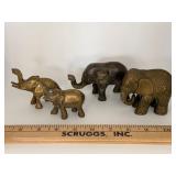 Four Brass Elephant Figurines