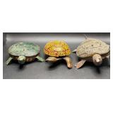 Three Folk Art Turtle Figurines