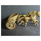 Cast Brass Horse-Drawn Chariot Figurine