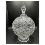 Cut Crystal Lidded Pedestal Bowl