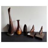 Carved Wood Figures and Vase